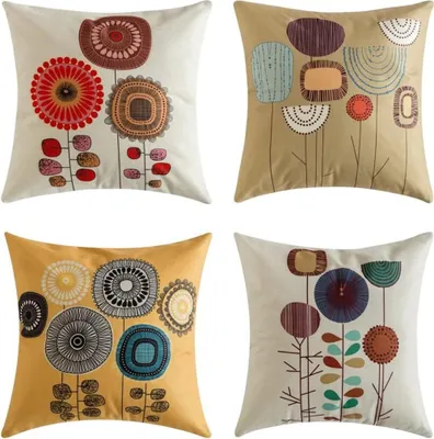 Produktbild von 4er-Set Baumwolle Leinen Kissenbezug Auto Kissenbezüge Kissenhülle Dekorativ Set Kissen Fall für Sofa Schlafzimmer, 45 x 45 cm