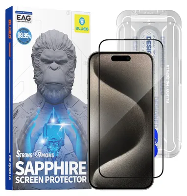 Produktbild von Blueo – Sapphire Schutzglas mit Applikator für iPhone 15 Pro Max – schwarz