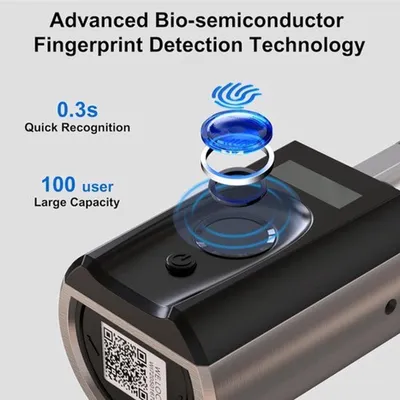 Obrázok produktu pre Biometrický zámok s rozpoznávaním odtlačkov prstov – inteligentný zámok – 5 funkcií bez kľúča – vodotesnosť IP65