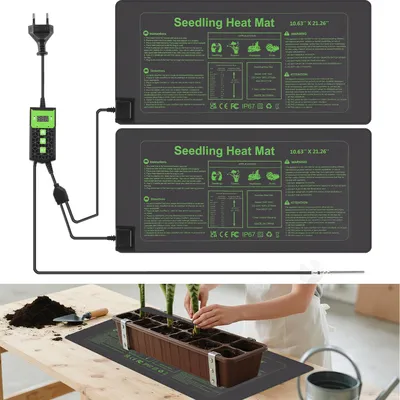 Produktbild von Ikodm 2er Set Heizmatten für Pflanzen 55×27 cm, 55W mit Thermostat, 5–45 °C