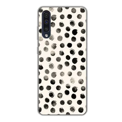 Produktbild von MuchoWow® Handyhülle Schutzhülle Hülle für Samsung Galaxy A50 Polka dots - Schwarz - Weiß Silikon Softcase Handy Hülle - Mobiltelefonhülle