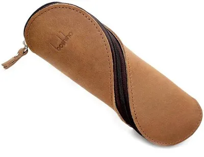 Produktbild von Braunes Leder-Etui mit Reißverschluss für 8 Schreibgeräte, weiches robustes Leder, zeitloses Design
