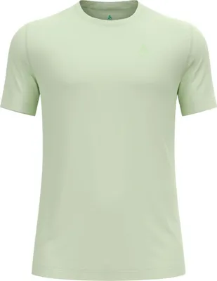 Hellgrünes Odlo Natural Merino 160 T-Shirt mit Rundhalsausschnitt und kurzen Ärmeln