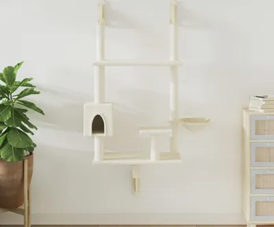 Produktbild von vidaXL Kratzbaum mit Kratzsäule Wandmontage Creme 153 cm