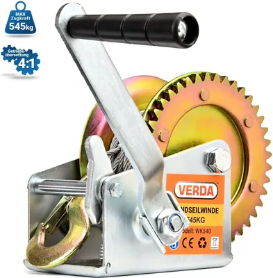 Produktbild von Handseilwinde Seilwinde 10m Hand Winde Bootswinde Handwinde 545kg 1200lbs WK540