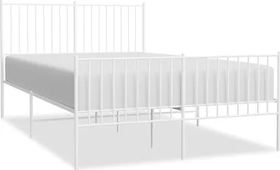 Obrázek produktu pro vidaXL Postel s čelem a nohou kovová bílá 135x190 cm