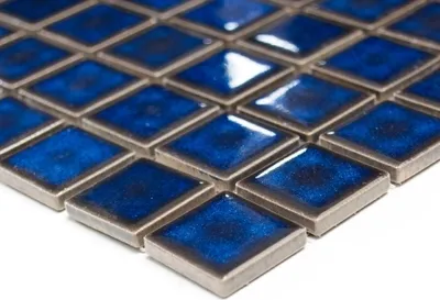 Produktbild von Handmuster Mosaikfliese Keramik KOBALTBLAU DUNKELBLAU Fliesenspiegel Küche Bad MOS18-0405_m