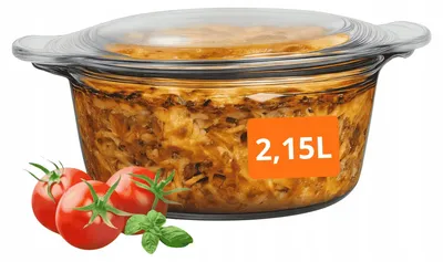 Obrázek produktu pro OMAGO Zapékací mísa skleněná kulatá 2,15 l s víkem