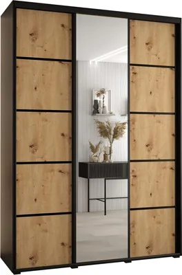 Produktbild von MEBLE KRYSPOL Cannes 5 Schrank mit 3 Schiebetüren - 205,2x180x45 cm - Schwarz Artisan Schwarz