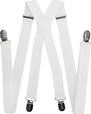 Immagine prodotto di axy® Bretelle bianche da uomo larghe 2,5 cm con 4 robuste clip a forma di X regolabili in lunghezza per matrimonio e lavoro