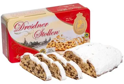 Obrázek produktu pro Drážďanský závin s marcipánem a moučkovým cukrem v plechové formě 750g