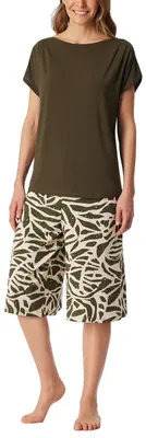 Imagen del producto de Pijama de mujer Schiesser, corte de 3/4, manga corta, talla 42, color verde oliva