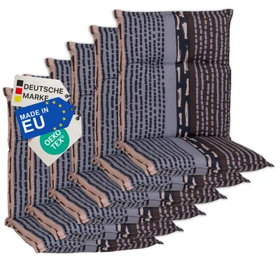 Produktbild von NYVI Gartenstuhl Auflagen Niedriglehner 6er Set Barcelona - UV-Beständig, Atmungsaktiv, Strapazierfähig - Niedriglehnerauflagen Sitzkissen Outdoor - Sitzauflagen für Gartenstühle 100x50cm Bangui Grau