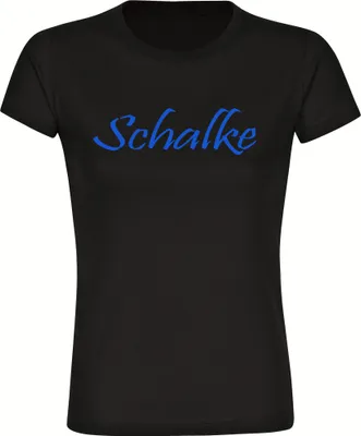 Produktbild von multifanshop Damen T-Shirt - Schalke - Schriftzug, schwarz, Größe M