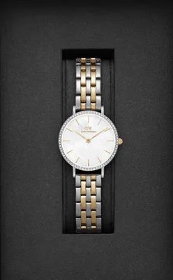 A watch is presented in a black box.