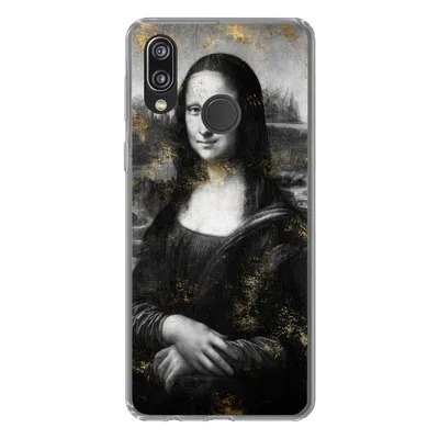 Produktbild von MuchoWow® Handyhülle Schutzhülle Hülle für Huawei P20 Lite (2020) Mona Lisa - Gold - Schwarz Silikon Softcase Handy Hülle - Kartenhalter
