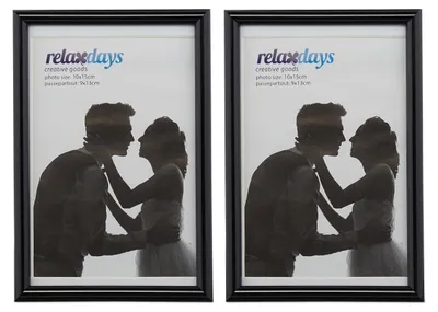 Fotolijstenset 2er, 10x15 cm, Passepartout 9x13 cm, Schwarz