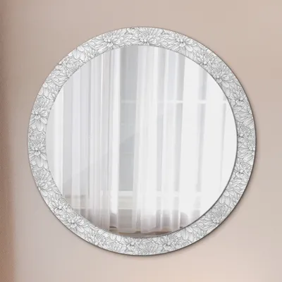 Produktbild von Wohnzimmer Spiegel - Badezimmerspiegel Wandspiegel zum Schlafzimmer – Schminkspiegel - Lotus Blumen - Runder: Ø90cm