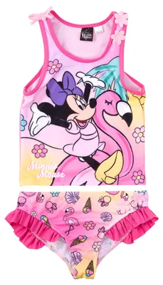 Produktbild von Disney Minnie Mouse Tankini Badeanzug mit Rüschen für Mädchen - Kinder Zweiteiler Schwimmanzug Pink 122-128