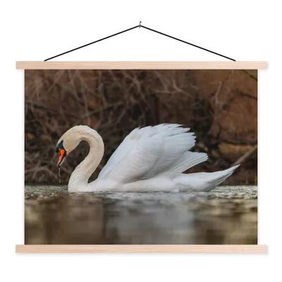 Produktbild von MuchoWow® Textilposter Schwan - Wasser - Tiere - Vogel 40x30 cm mit holzfarbenen Rahmen - Bilder