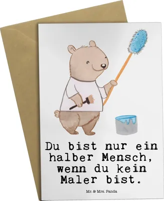 Produktbild von Mr. & Mrs. Panda valentinstagskarte Maler Herz - Weiß - Geschenk, Grußkarte, Witzig, einladungskarten, babykarte, Malermeister, Spruch, osterkarte, osterkarten, Lustig