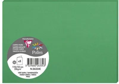 Produktbild von Clairefontaine 5 D-Karten Pollen 110x155 tannengrün