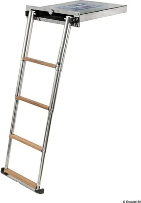 Produktbild von Top Line Teleskop-Badeleiter aus Teakholz 4 Stufen , 1 Stück