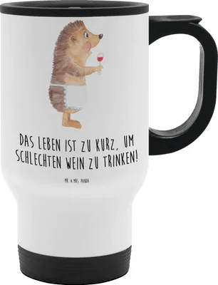 Produktbild von Mr. & Mrs. Panda Thermobecher To Go Igel Wein - Weiß - Geschenk, Weißwein, Tiere, Rotwein, trinken, Groß, Weinglas, thermosbecher, Klein, Kaffeebecher, Weinliebhaber