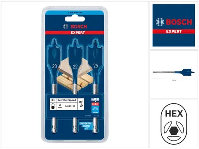 Zdjęcie produktu dla Bosch Expert 2 608 900 331, Wiertarka, Wiertło łopatkowe (piórkowe), 152 mm, Drewno, 6,35 mm, 10 cm