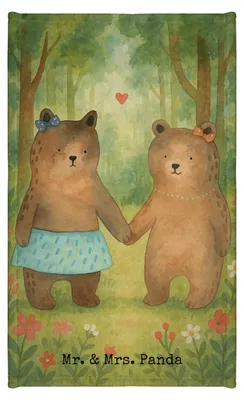 Produktbild von Mr. & Mrs. Panda Mini-Handtuch Bär Freundin Design - Weiß - Geschenk, Baumwollhandtuch, Gästetuch, Handtuch Klein, Gäste-WC, Kleines, Teddy