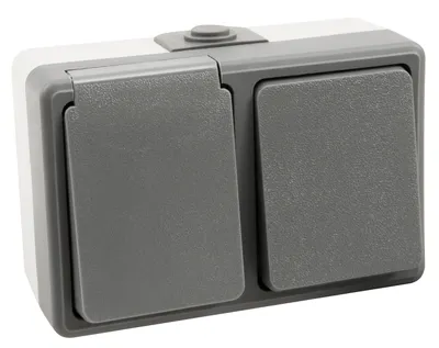 Produktbild von Feuchtraum Kombi-Dose McPower "Secure", 250V, Schalter+Steckdose, IP44, AP, grau