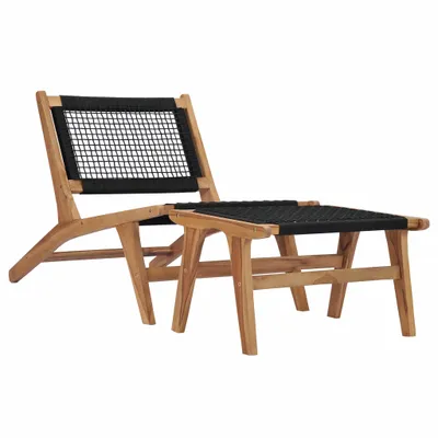 Immagine prodotto di Lettino con poggiapiedi in teak massiccio e corda