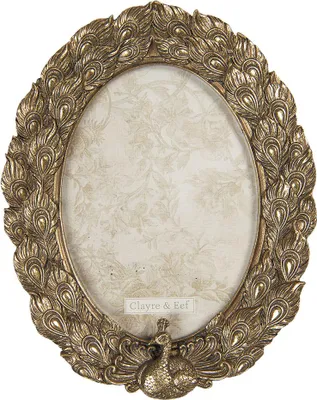 Immagine prodotto di Cornice per foto Clayre & Eef 13x18 cm pavone in plastica color oro