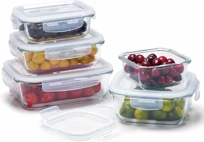 Produktbild von Lacers PurpleLine Frischhaltedosen GLAS 10-Teiliges Set mit Deckeln - 320ml, 370ml, 640ml, 800ml, 1050ml Aufbewahrungsboxen | Glasbehälter Küche