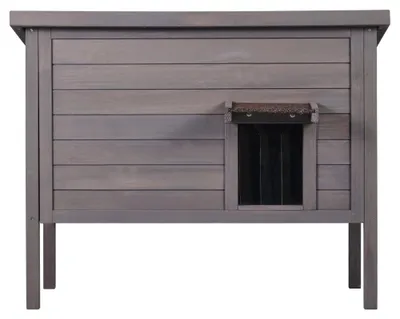 Immagine prodotto di Casetta per gatti da esterno, in legno, grigia - 86x56x69 cm - Resistente agli agenti atmosferici, isolata