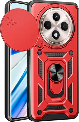 Produktbild von Hülle für Oppo Reno12 F 5G Magnetische Ring Ständer Halter Dia Kameraschutz TPU Bumper Silikon Schutzhülle Rot