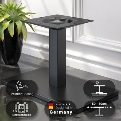 Produktbild von MADRID | Bistro Lounge Tischgestell | Schwarz | Höhe: 36 cm | Säule: 6 x 6 cm | Fuß: 40 x 70 cm | Tischgestell Schwarz, Gastro Tischgestell