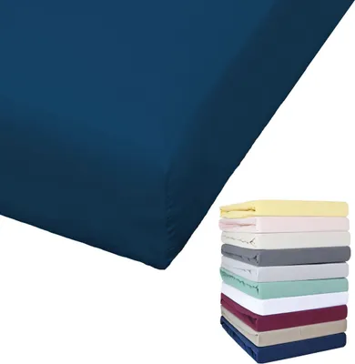 Produktbild von Bierbaum Jersey Spannbettlaken 27cm Steghöhe 90x190-100x200 / 140-160x200 / 180-200x200 cm Grau Gelb Weiß Grün Blau, Farbe:Blau, Größe:140x200cm Spannbettlaken