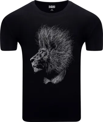 Produktbild von Diarbo Herren T-Shirt mit Tierliebhaber Druck Skizze eines Löwenmähne Schwarz Gr.XXL