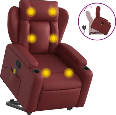 Produktbild von vidaXL Massagesessel mit Aufstehhilfe Weinrot Kunstleder
