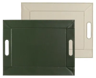Produktbild von Freeform Tablett olivengrün, elfenbein  55 x 41 cm