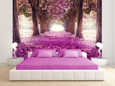 Produktbild von Vlies Fototapete Weg 350x256 cm Tapeten Wandtapete XXL Blumen Bäume rosa braun c-A-0031-a-d