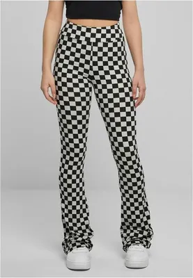 Obrázok produktu pre Dámske legíny Urban Classics Ladies Checked Boot Cut Leggings black/lightasphalt - 5XL