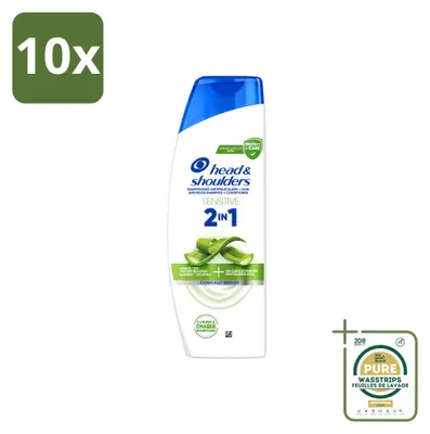Immagine prodotto di 10 flaconi di shampoo 2-in-1 anti-forfora Head & Shoulders per pelli sensibili, 300 ml ciascuno - confezione risparmio - 10 pezzi