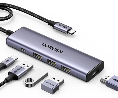 Zdjęcie produktu dla Ugreen 15596, Przewodowa, USB 3.2 Gen 1 (3.1 Gen 1) Type-A + Type-C, 100 W, Aluminium, 5 Gbit/s, USB