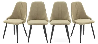 Image de CALICOSY - Lot de 4 chaises en tissu avec pieds en métal noir L50 cm MANI