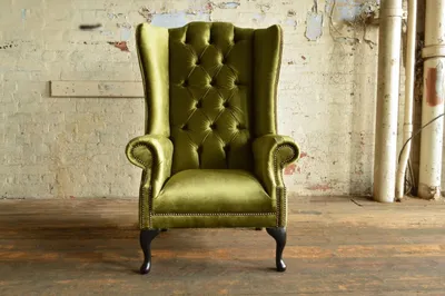 Produktbild von Lounge Ohren Sessel Club Designer Möbel Fernseh Sofa Stuhl Samt Polster Sitz Neu