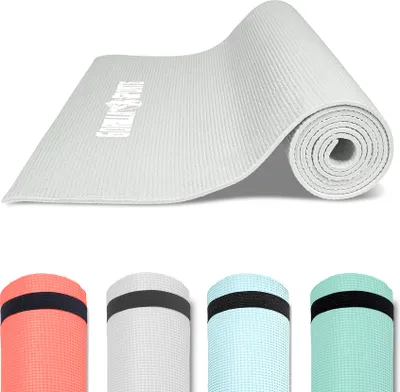 Produktbild von GORILLA SPORTS® Yogamatte - mit Tragegurt, 180 x 60 x 0,5 cm, Rutschfest, Leicht, Grau - Fitnessmatte, Sportmatte, Gymnastikmatte, Pilatesmatte, Übungsmatte, Yoga Matte