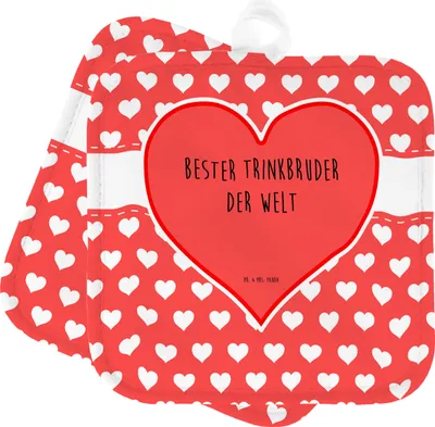 Produktbild von Mr. & Mrs. Panda Topflappen Trinkbruder - Geschenk, Kleinigkeit, Topfuntersetzer, topfhalter, Set, Kumpane, Trinken, Saufkumpane, Kochlappen, Topflappenset