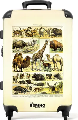 Produktbild von NoBoringSuitcases.com® Großer Koffer - Illustration - Tiere - Savanne - Natur - Kunst - Vintage - Kombinationsschloss TSA - Hartschalen Trolley 4 Rollen - 72 liter - Reisekoffer - 66 cmKoffer Mittelgroß 67x43x25 cm, 72L,